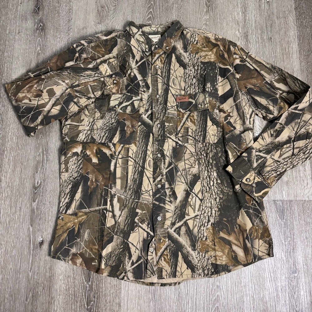 Woolrich Men's L Realtree Hardwoods Camo Vented Button Down Hunting Shirt
